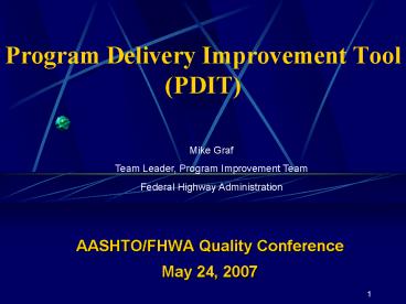 Pdit Example Program Delivery Improvement Tool PDIT presentation | free to view