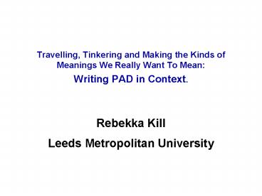 Rebekka Kill Leeds Metropolitan University