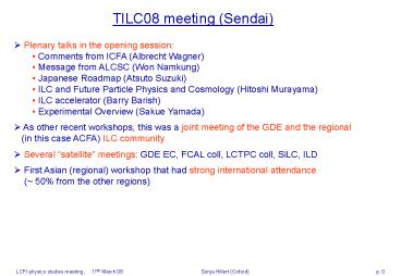 TILC08 meeting Sendai