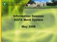 Information Session ASPA Merit System May 2008 PowerPoint PPT Presentation