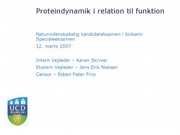 Proteindynamik i relation til funktion