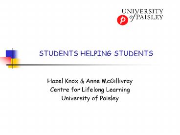 STUDENTS HELPING STUDENTS