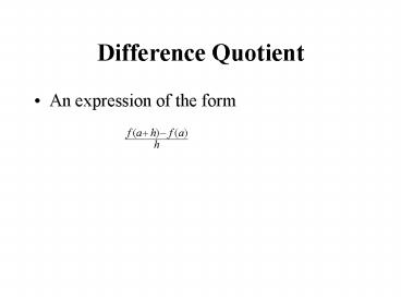 Difference Quotient