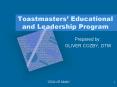 Toastmasters Educational and Leadership Program PowerPoint PPT Presentation