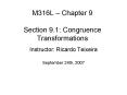 M316L Chapter 9 Section 9'1: Congruence Transformations PowerPoint PPT Presentation
