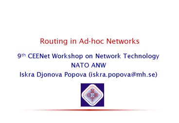 Routing in Adhoc Networks