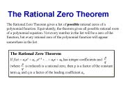 The Rational Zero Theorem