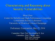 Characterizing and Reasoning about Security Vulnerabilities