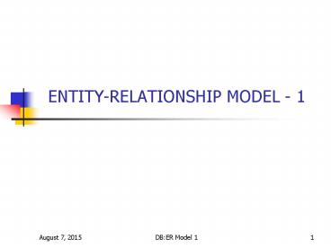 ENTITY-RELATIONSHIP MODEL - 1