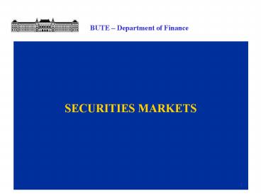 SECURITIES MARKETS