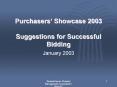 Purchasers Showcase 2003 Suggestions for Successful Bidding PowerPoint PPT Presentation