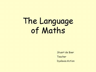 The Language of Maths