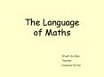 The Language of Maths PowerPoint PPT Presentation