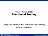 Course Notes Set 9: Functional Testing