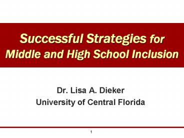 Successful Strategies for Middle and High School Inclusion