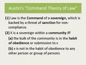 Austins Command Theory of Law