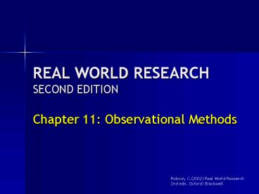 Chapter 11: Observational Methods