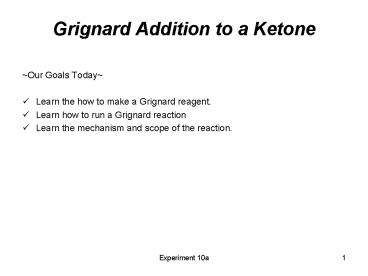Grignard Addition to a Ketone