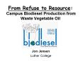 From Refuse to Resource: Campus Biodiesel Production from Waste Vegetable Oil PowerPoint PPT Presentation