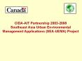 CIDAAIT Partnership 20032008 Southeast Asia Urban Environmental Management Applications SEAUEMA Proj PowerPoint PPT Presentation
