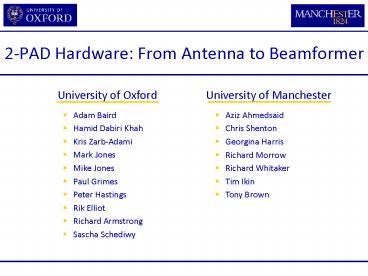 2-PAD Hardware: From Antenna to Beamformer