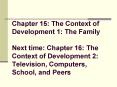 Chapter 15: The Context of Development 1: The Family Next time: Chapter 16: The Context of Developme PowerPoint PPT Presentation