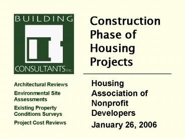 Construction Phase of Housing Projects