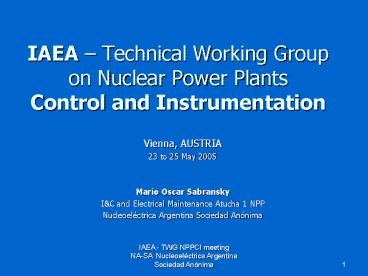 IAEA Technical Working Group on Nuclear Power Plants Control and Instrumentation