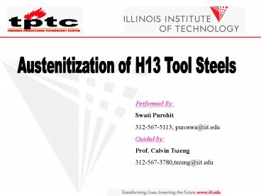 Austenitization of H13 Tool Steels