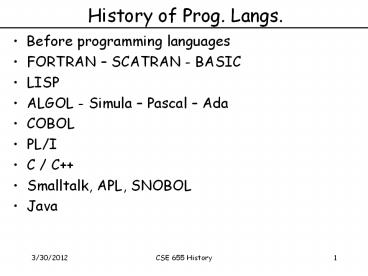History of Prog. Langs.