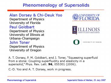 Phenomenology of Supersolids