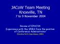 JACoW Team Meeting Knoxville, TN 7 to 9 November 2004 PowerPoint PPT Presentation