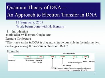 Quantum Theory of DNA
