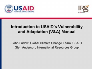 Introduction to USAIDs Vulnerability and Adaptation V
