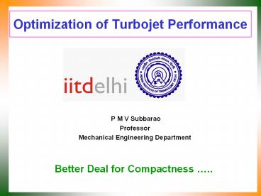 Optimization of Turbojet Performance