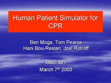 Human Patient Simulator for CPR