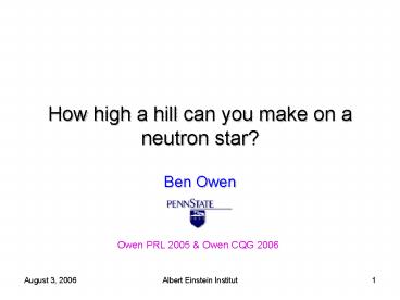 How high a hill can you make on a neutron star