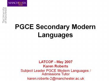 PGCE Secondary Modern Languages