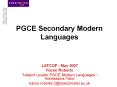 PGCE Secondary Modern Languages PowerPoint PPT Presentation