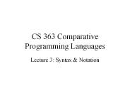 CS 363 Comparative Programming Languages