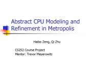 Abstract CPU Modeling and Refinement in Metropolis
