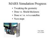 MARS Simulation Progress