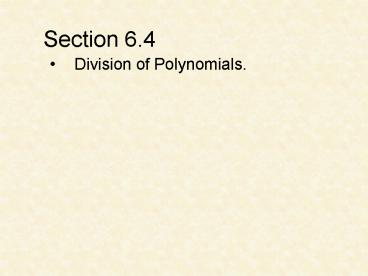 Division of Polynomials'