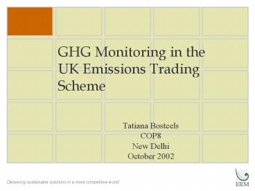GHG Monitoring in the UK Emissions Trading Scheme