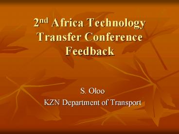 2nd Africa Technology Transfer Conference Feedback
