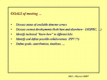 GOALS of meeting