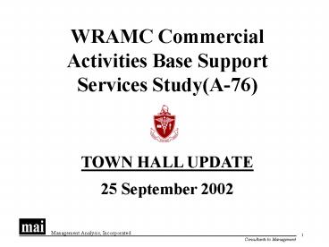 WRAMC Commercial Activities Base Support Services StudyA76