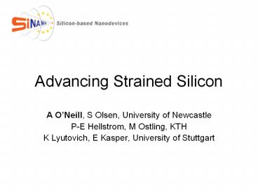 Advancing Strained Silicon