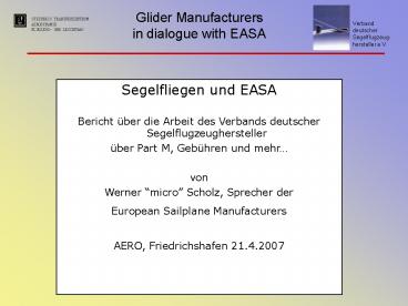 STEINBEIS TRANSFERZENTRUM AERODYNAMIK FLUGZEUG- UND LEICHTBAU