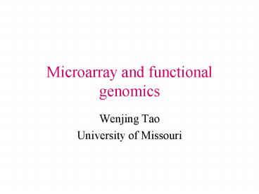 Microarray and functional genomics